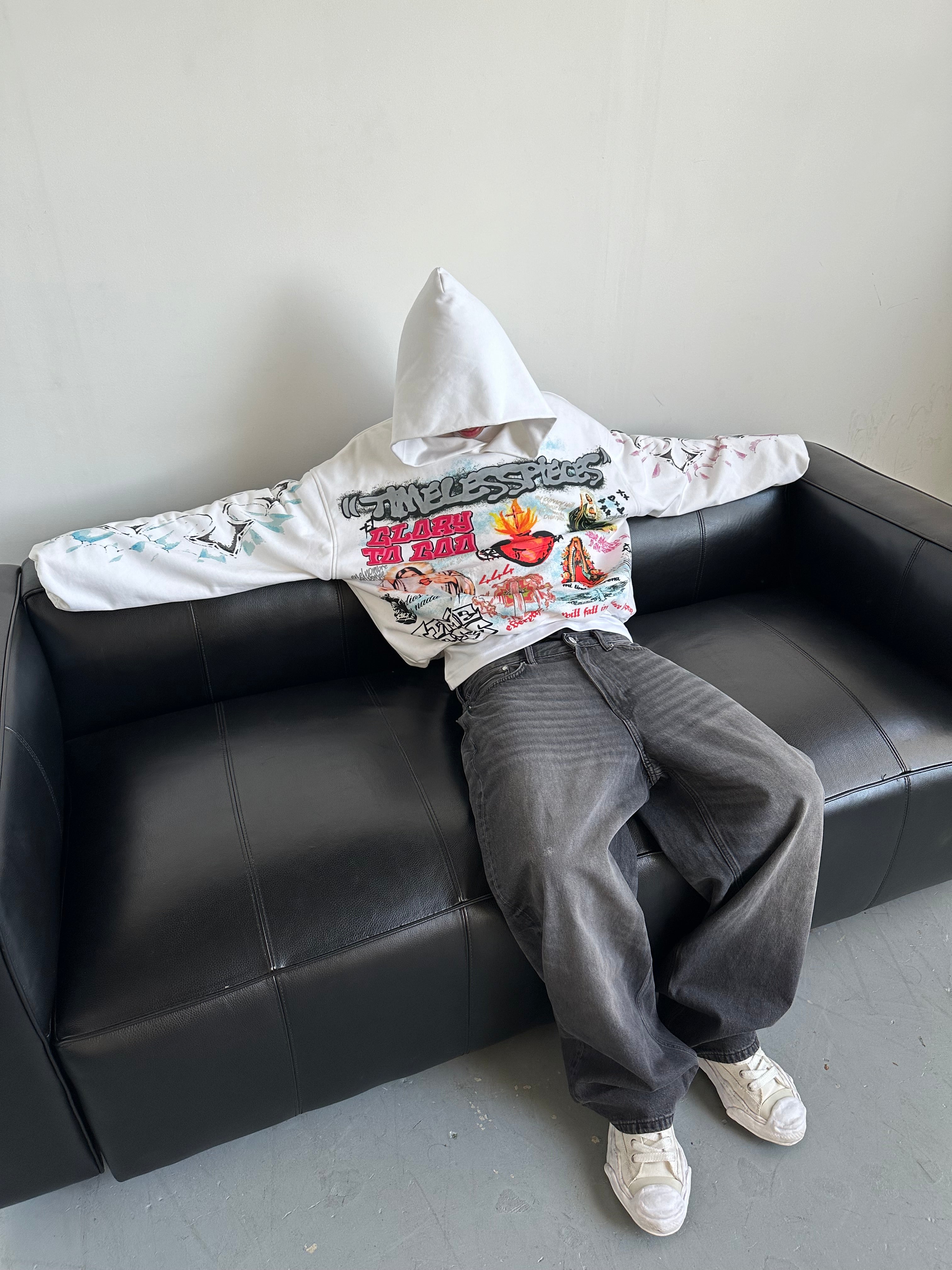 "Charcoal" Patchwork Hoodie