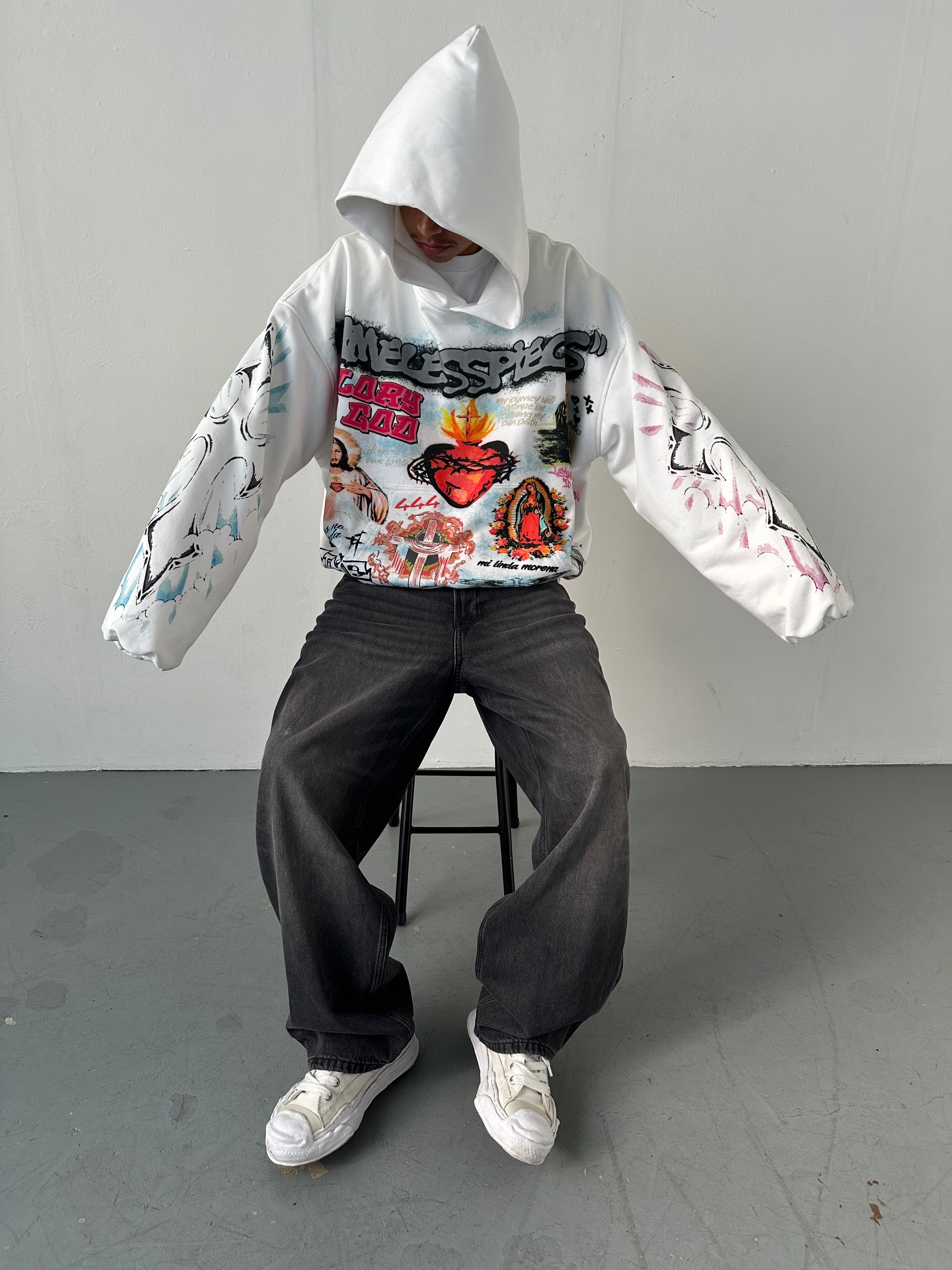 "Charcoal" Patchwork Hoodie